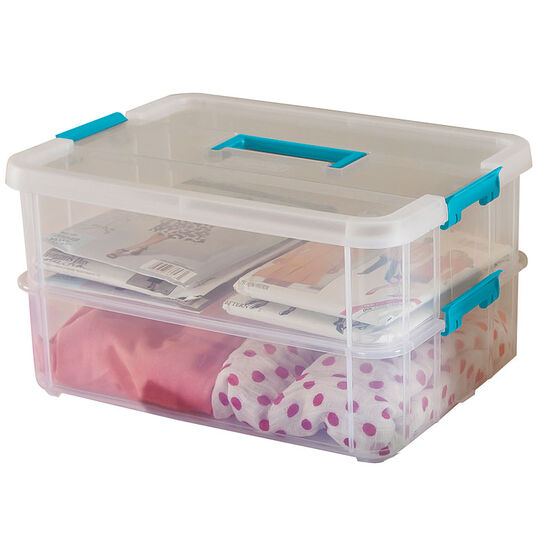 Sterilite Stack & Carry Box 2 Layers and Handles Clear/Blue